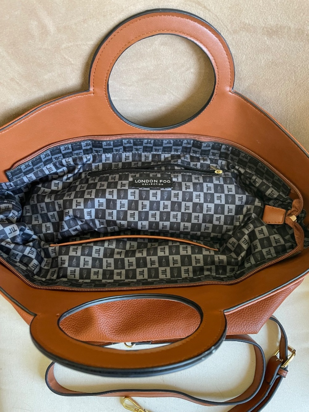 PRICE DROP! London Fog Collection Large Caramel Brown Tote Bag - Picture 9 of 14